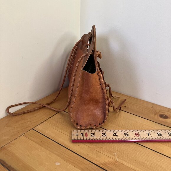 Leather Boho Shoulder Bag Top Handle Purse with 3D Flower Applique Design - Picture 9 of 11